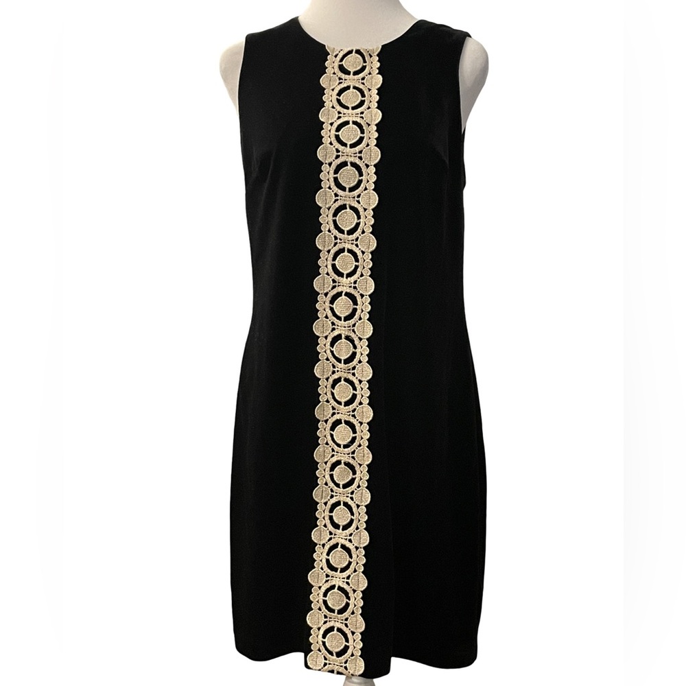 Elegant Jessica Simpson Black velvet cocktail dress with lace trim